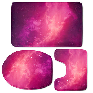 Purple Nebula Cloud Galaxy Space Print 3 Piece Bath Mat Set