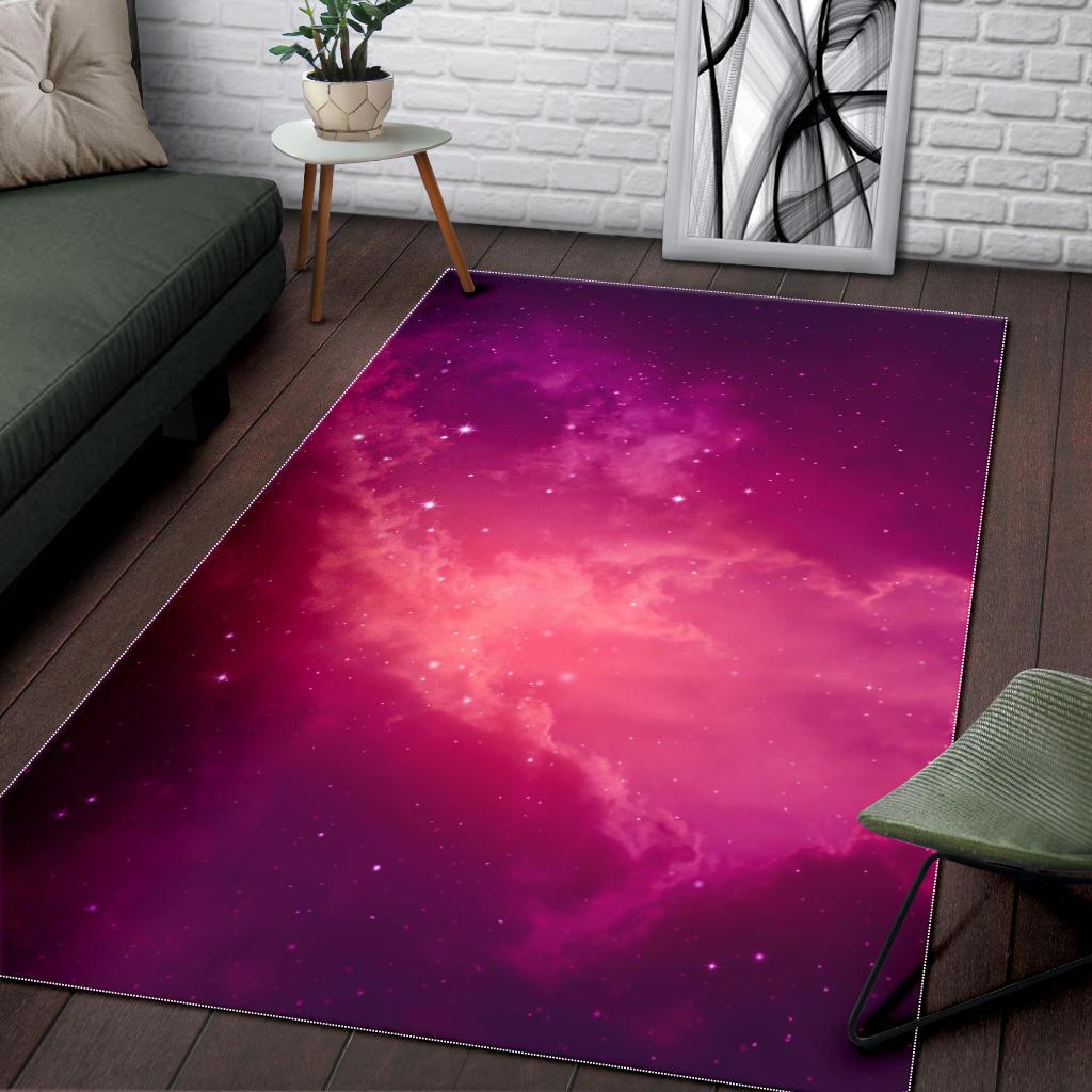 Purple Nebula Cloud Galaxy Space Print Area Rug GearFrost