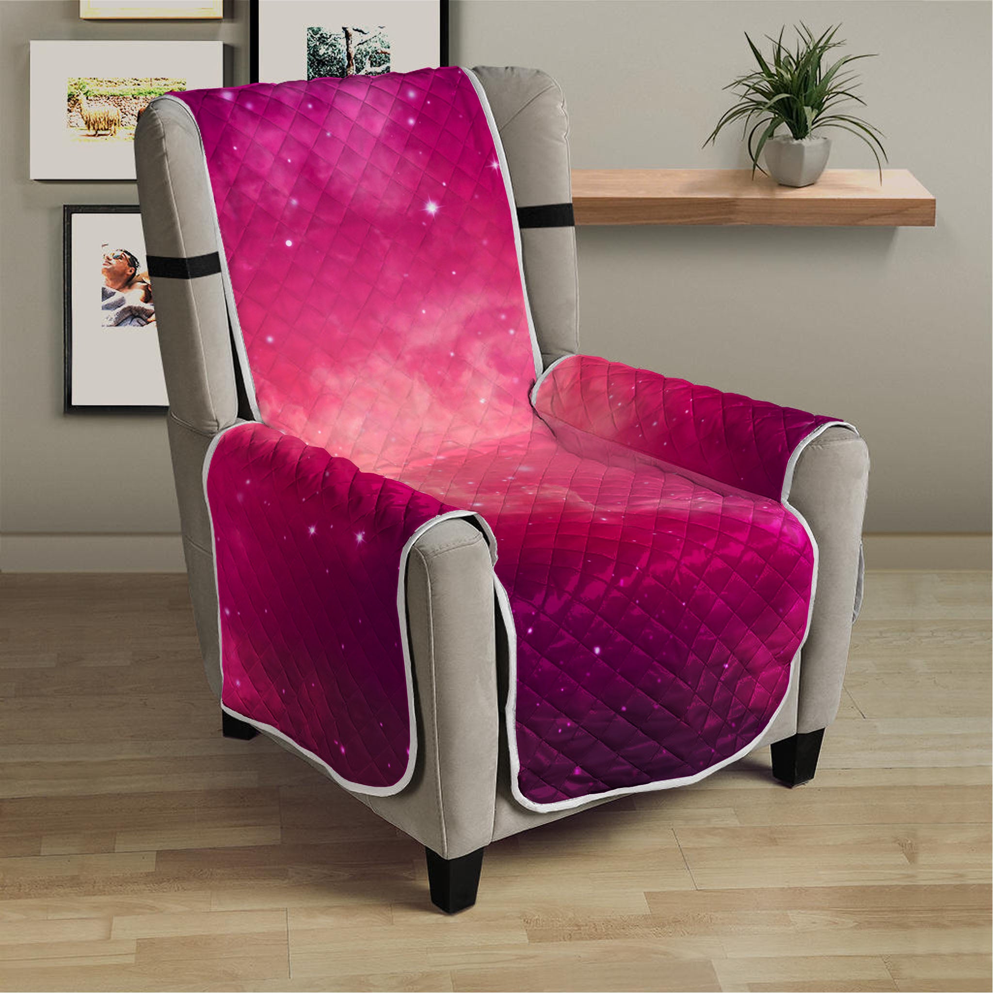 Purple Nebula Cloud Galaxy Space Print Armchair Protector