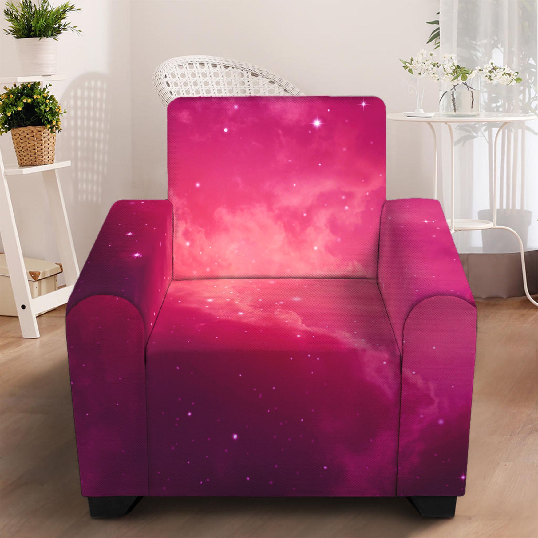 Purple Nebula Cloud Galaxy Space Print Armchair Slipcover