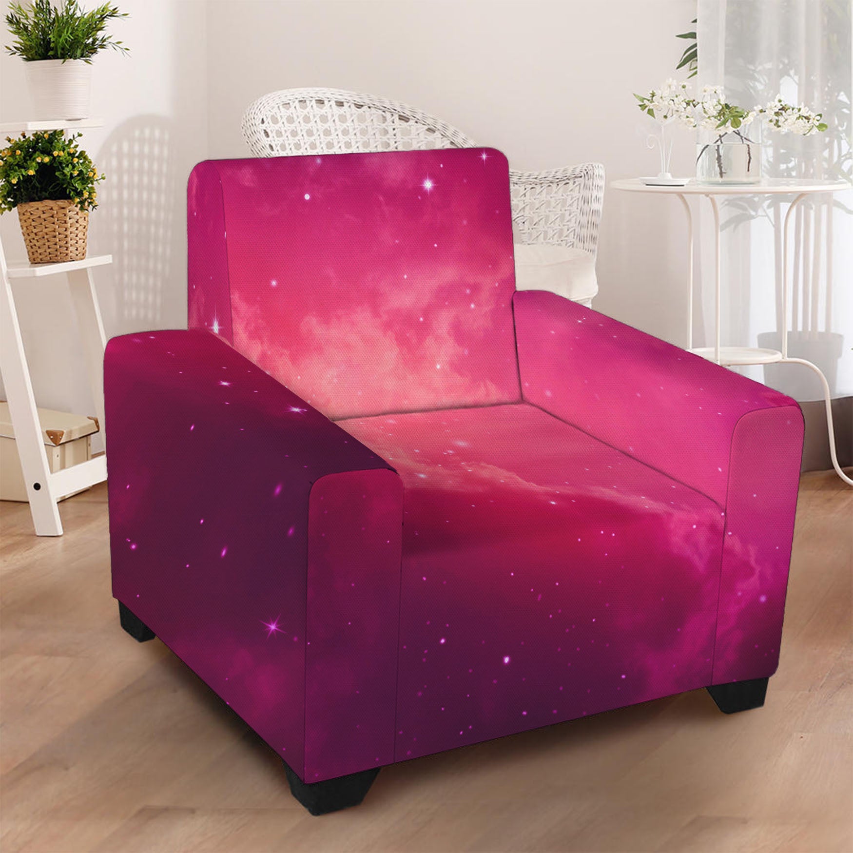 Purple Nebula Cloud Galaxy Space Print Armchair Slipcover