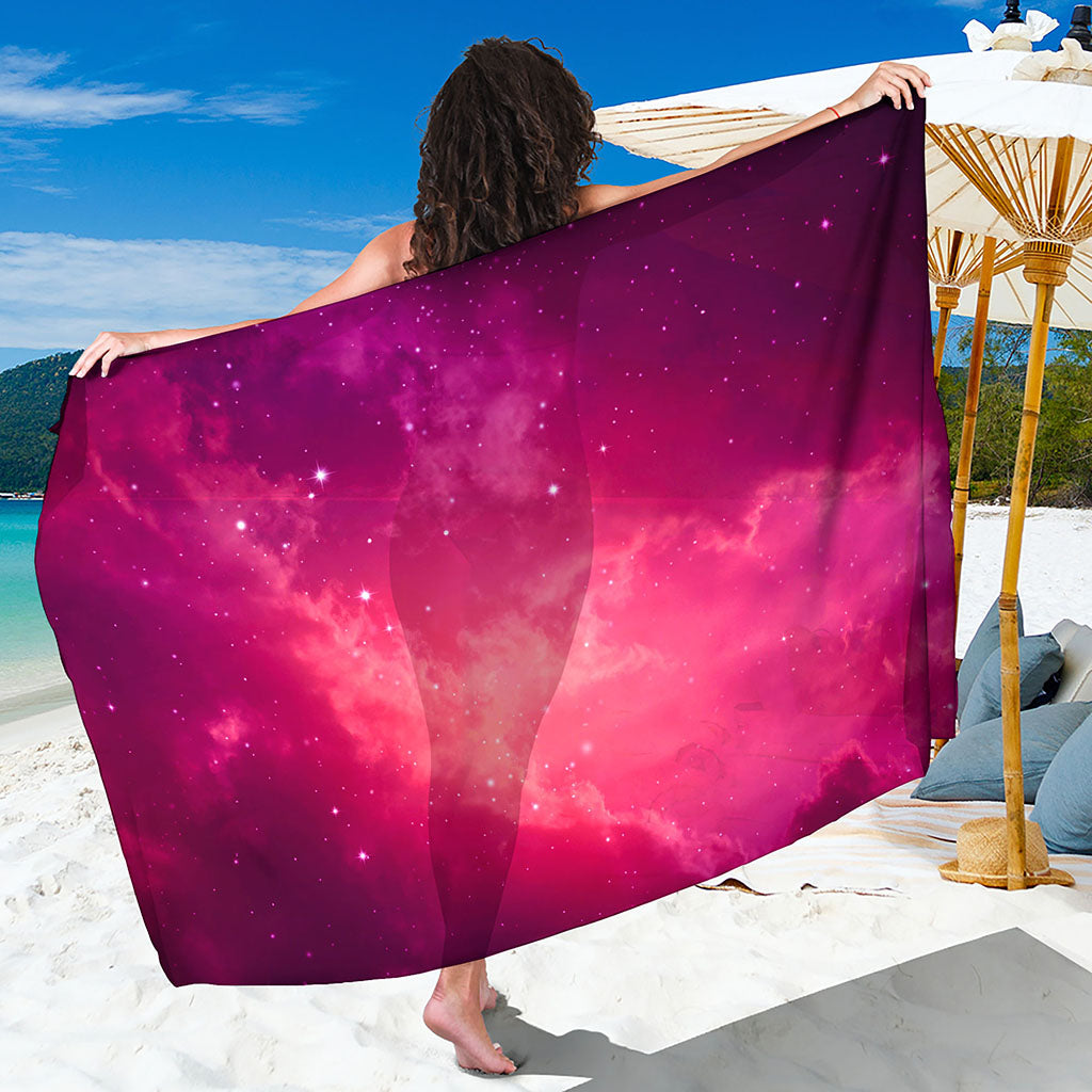 Purple Nebula Cloud Galaxy Space Print Beach Sarong Wrap