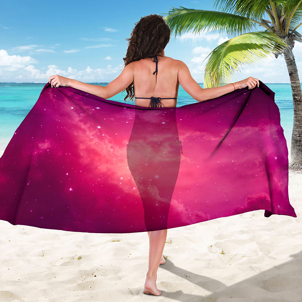 Purple Nebula Cloud Galaxy Space Print Beach Sarong Wrap