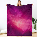 Purple Nebula Cloud Galaxy Space Print Blanket