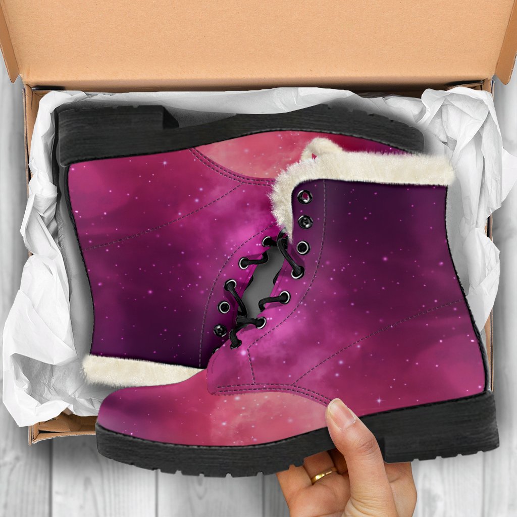 Purple Nebula Cloud Galaxy Space Print Comfy Boots GearFrost
