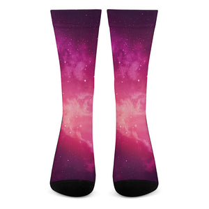 Purple Nebula Cloud Galaxy Space Print Crew Socks