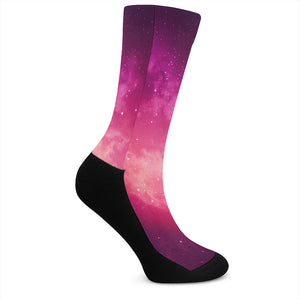 Purple Nebula Cloud Galaxy Space Print Crew Socks