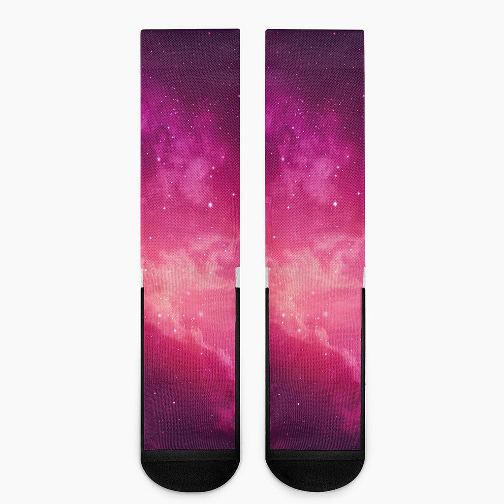 Purple Nebula Cloud Galaxy Space Print Crew Socks