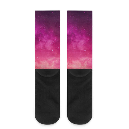 Purple Nebula Cloud Galaxy Space Print Crew Socks