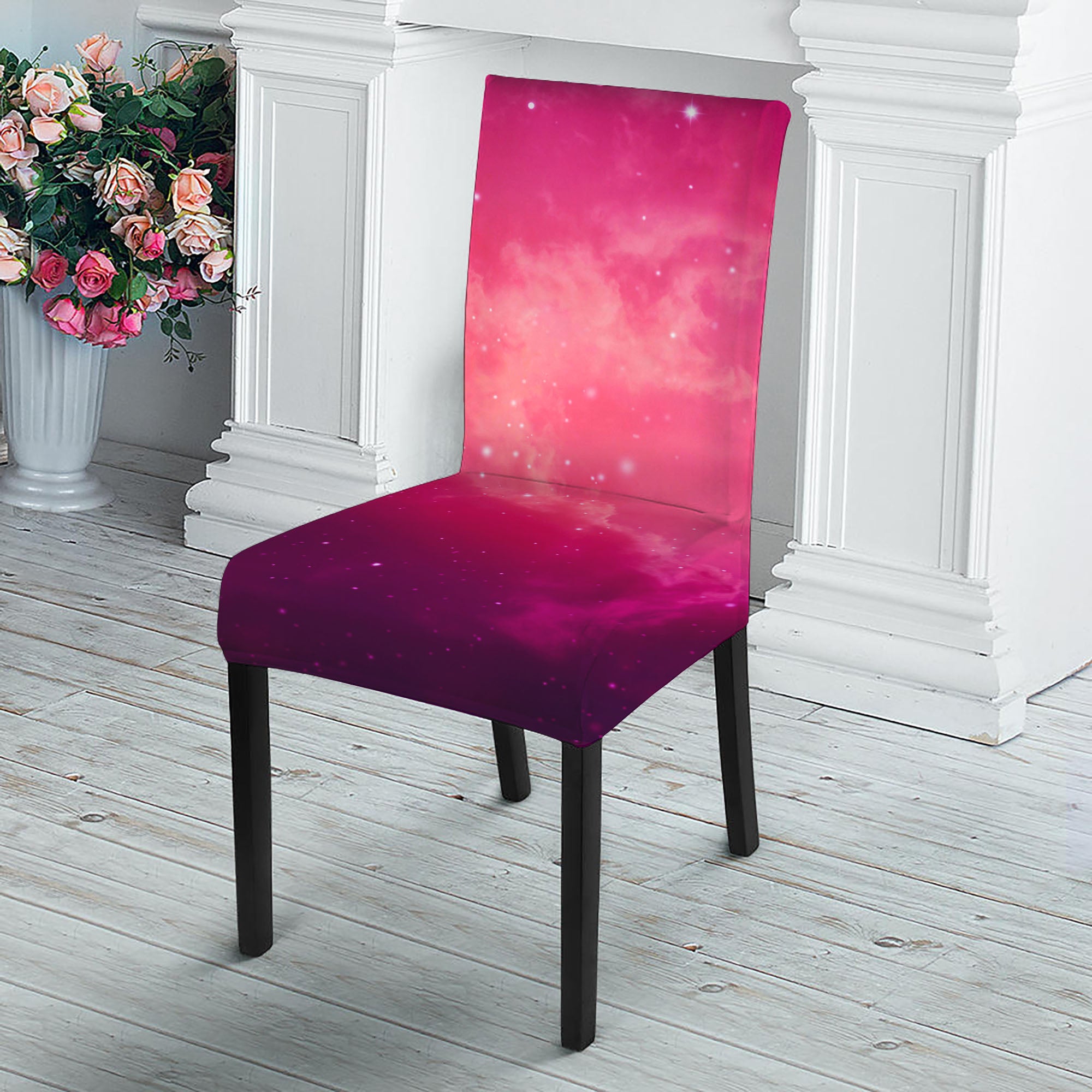 Purple Nebula Cloud Galaxy Space Print Dining Chair Slipcover