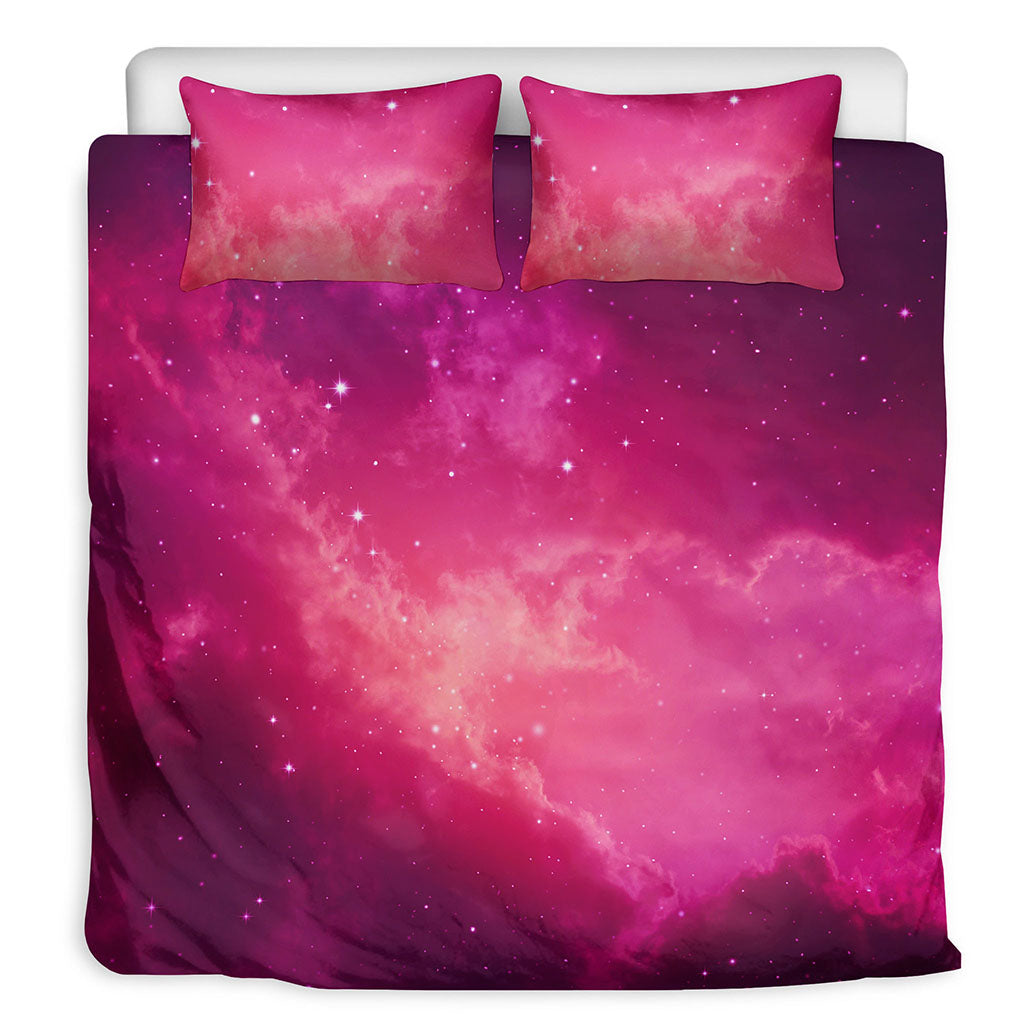 Purple Nebula Cloud Galaxy Space Print Duvet Cover Bedding Set