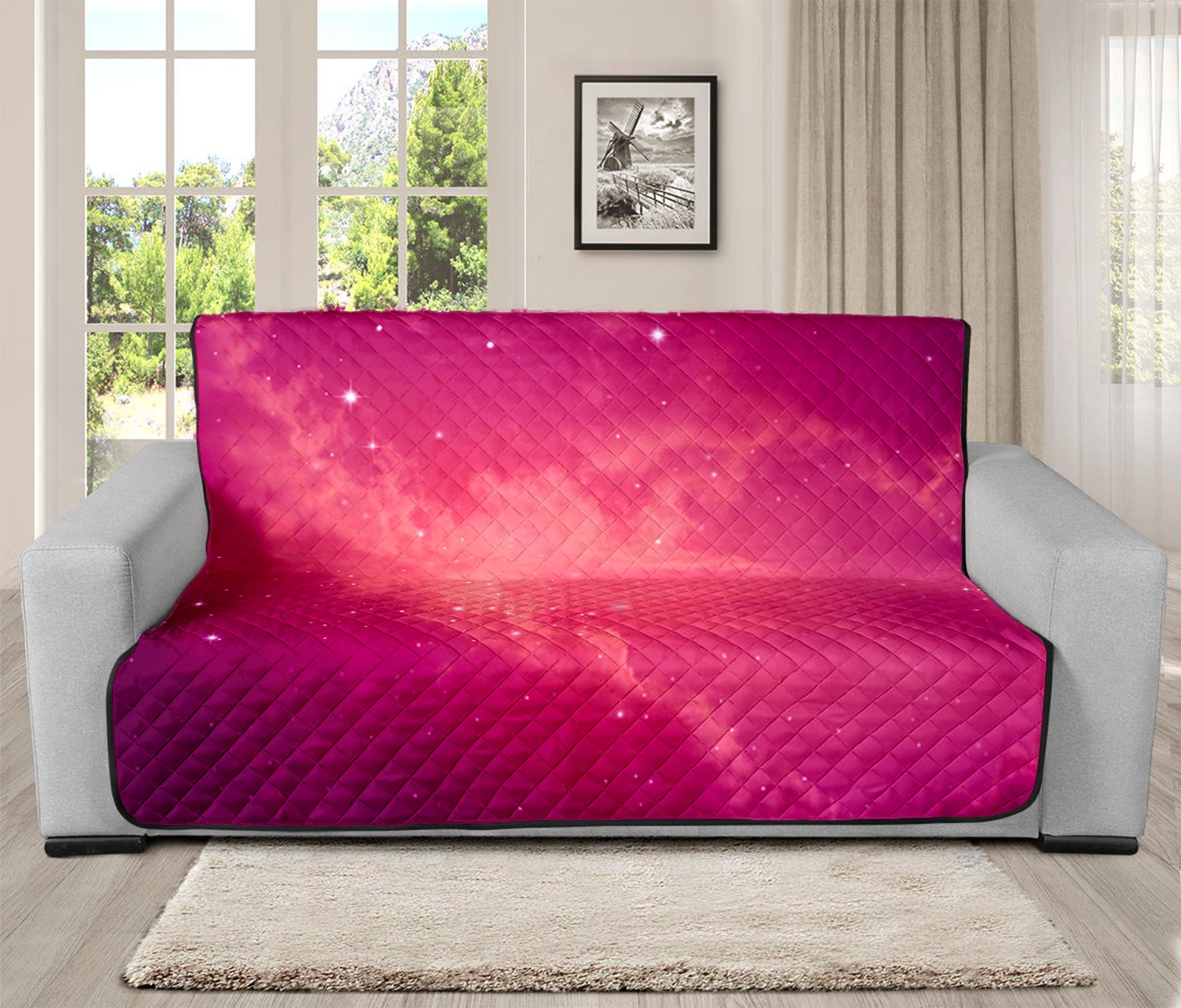 Purple Nebula Cloud Galaxy Space Print Futon Protector