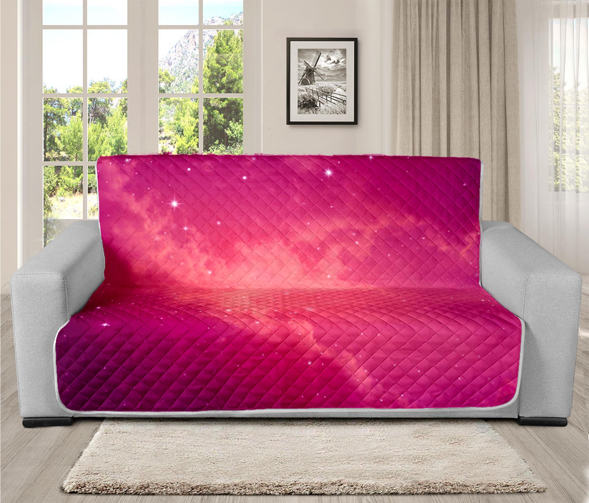 Purple Nebula Cloud Galaxy Space Print Futon Protector