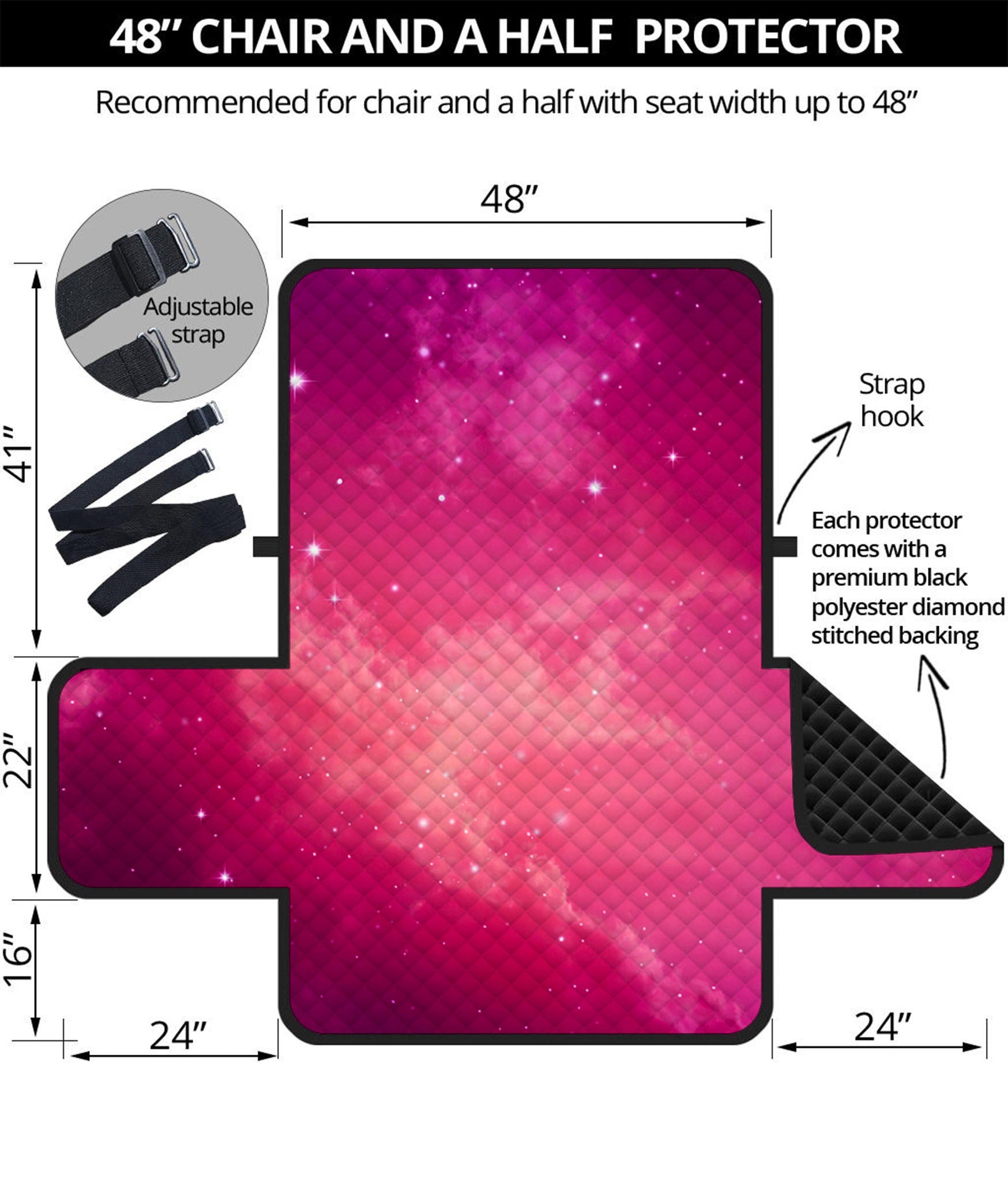 Purple Nebula Cloud Galaxy Space Print Half Sofa Protector