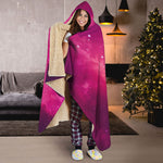 Purple Nebula Cloud Galaxy Space Print Hooded Blanket