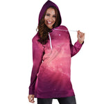 Purple Nebula Cloud Galaxy Space Print Hoodie Dress GearFrost