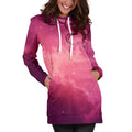 Purple Nebula Cloud Galaxy Space Print Pullover Hoodie Dress