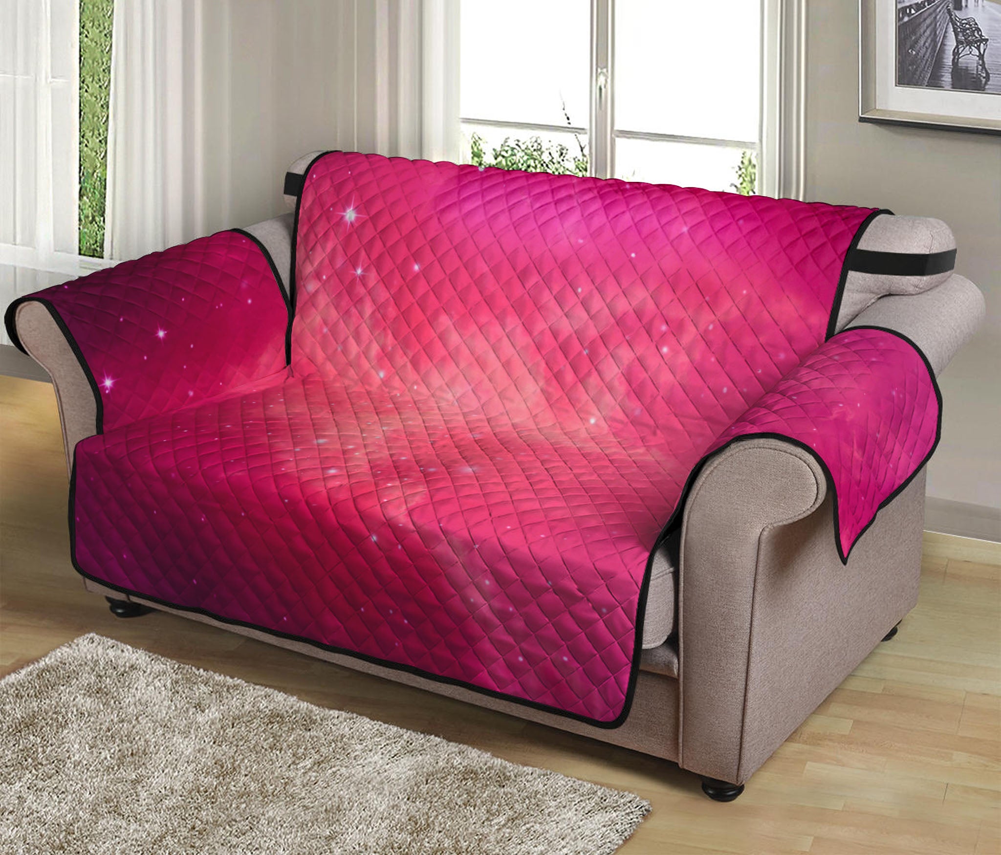 Purple Nebula Cloud Galaxy Space Print Loveseat Protector