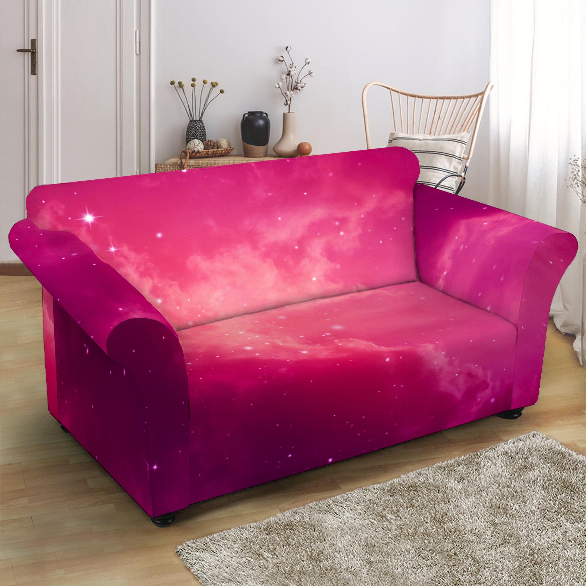 Purple Nebula Cloud Galaxy Space Print Loveseat Slipcover