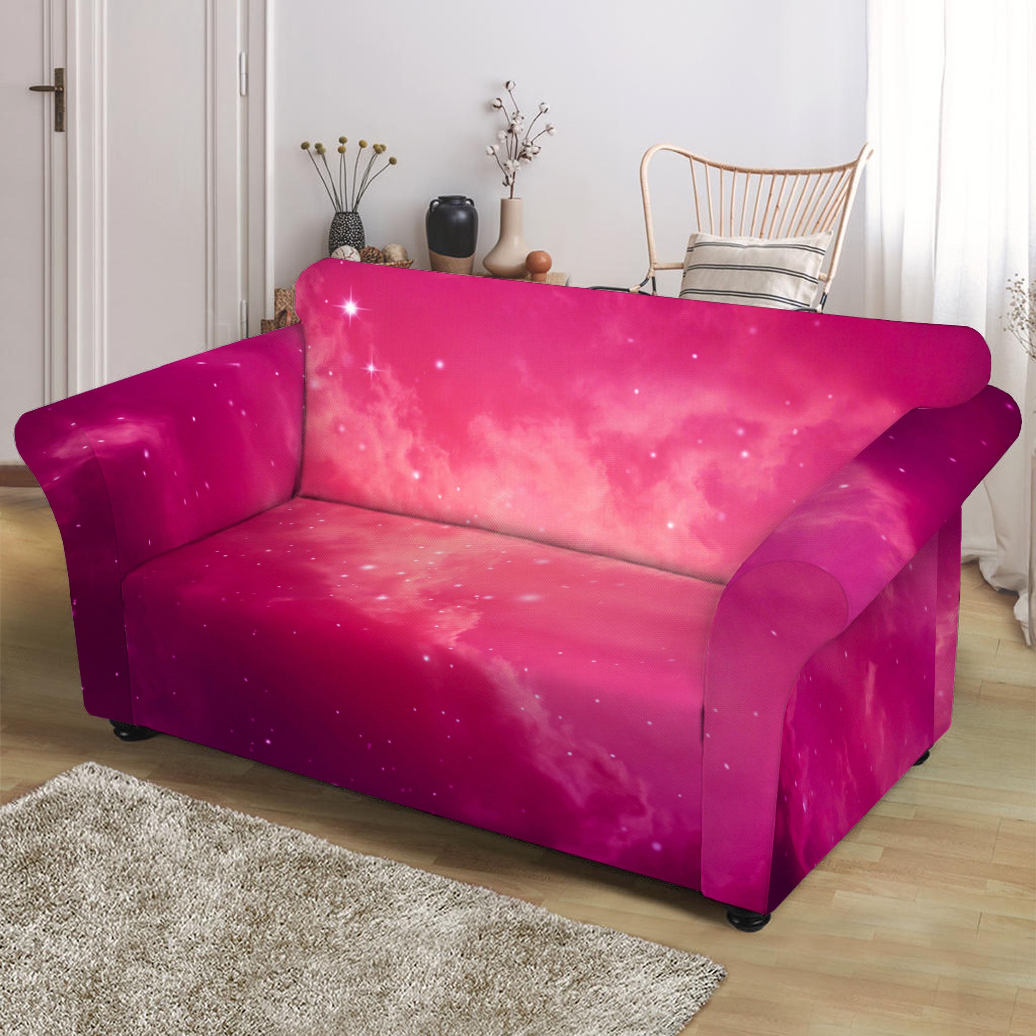 Purple Nebula Cloud Galaxy Space Print Loveseat Slipcover