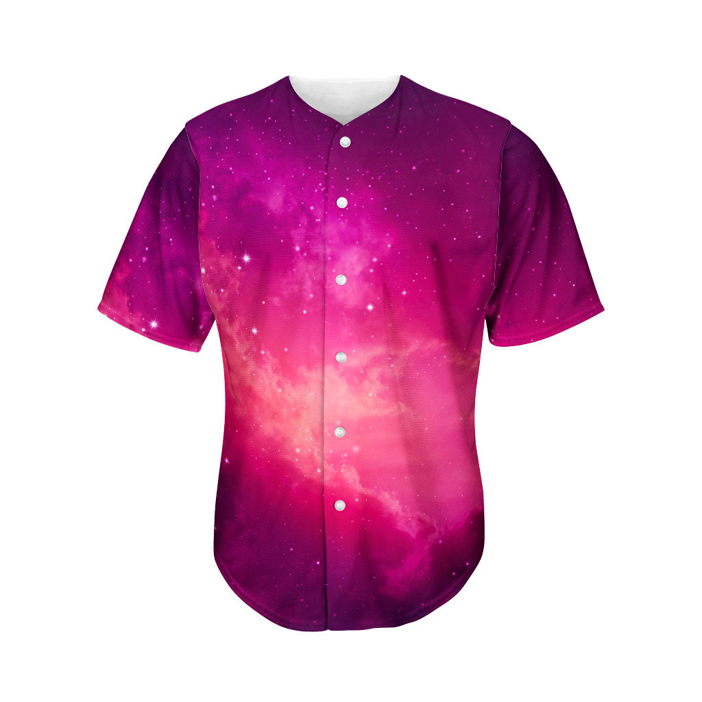 Purple Nebula Cloud Galaxy Space Print Men's Baseball Jersey