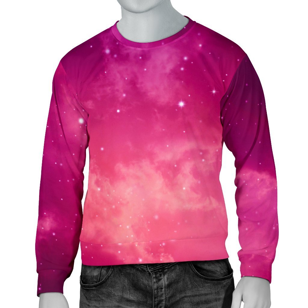 Purple Nebula Cloud Galaxy Space Print Men's Crewneck Sweatshirt GearFrost