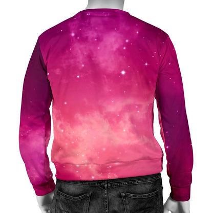 Purple Nebula Cloud Galaxy Space Print Men's Crewneck Sweatshirt GearFrost