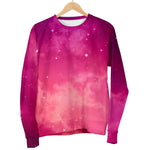 Purple Nebula Cloud Galaxy Space Print Men's Crewneck Sweatshirt GearFrost