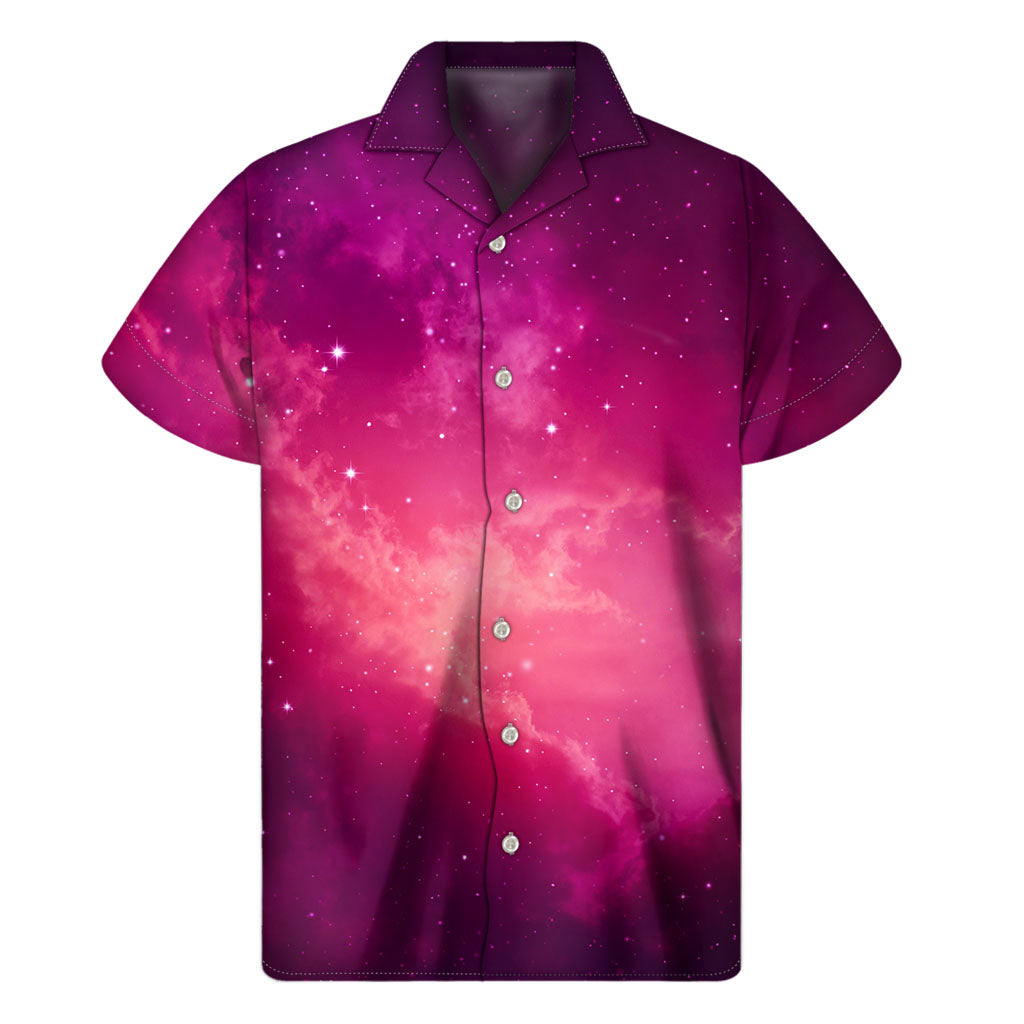 Purple Nebula Cloud Galaxy Space Print Men's Short Sleeve Shirt