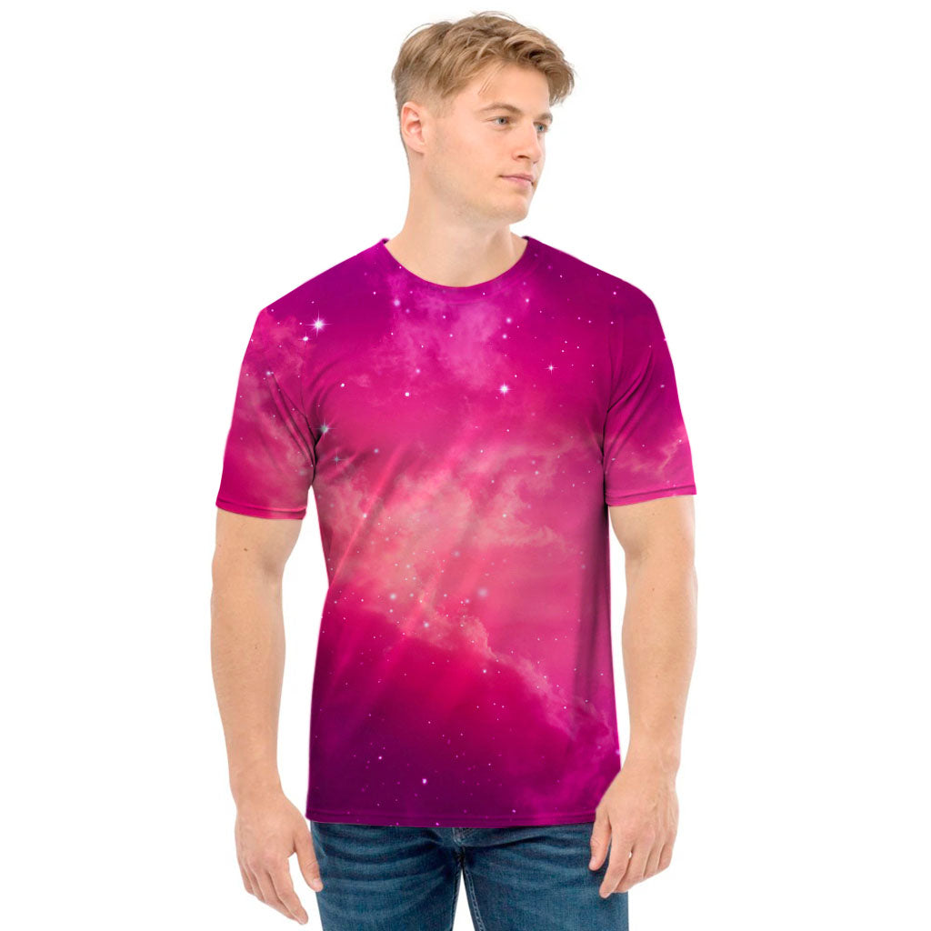 Purple Nebula Cloud Galaxy Space Print Men's T-Shirt