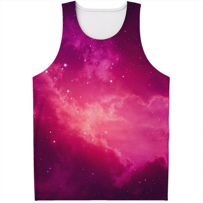 Purple Nebula Cloud Galaxy Space Print Men's Tank Top