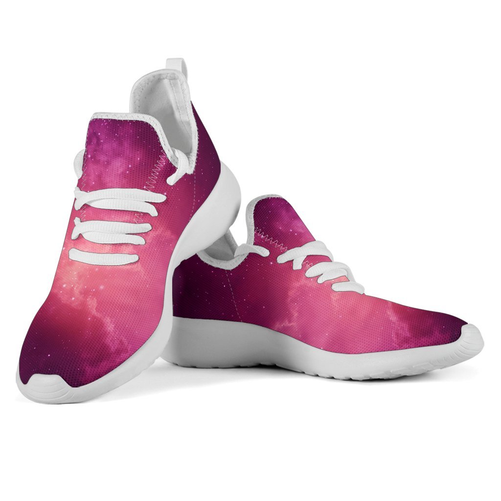 Purple Nebula Cloud Galaxy Space Print Mesh Knit Shoes GearFrost
