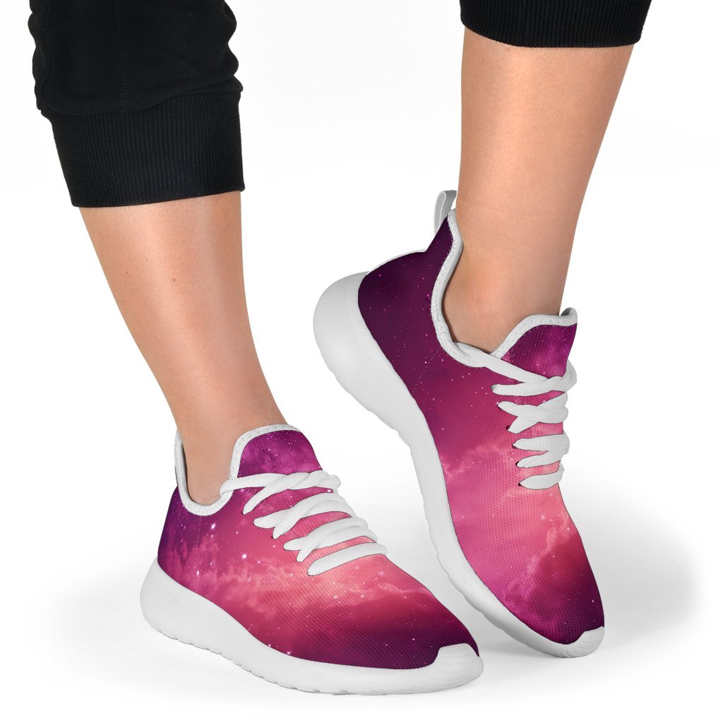 Purple Nebula Cloud Galaxy Space Print Mesh Knit Shoes GearFrost