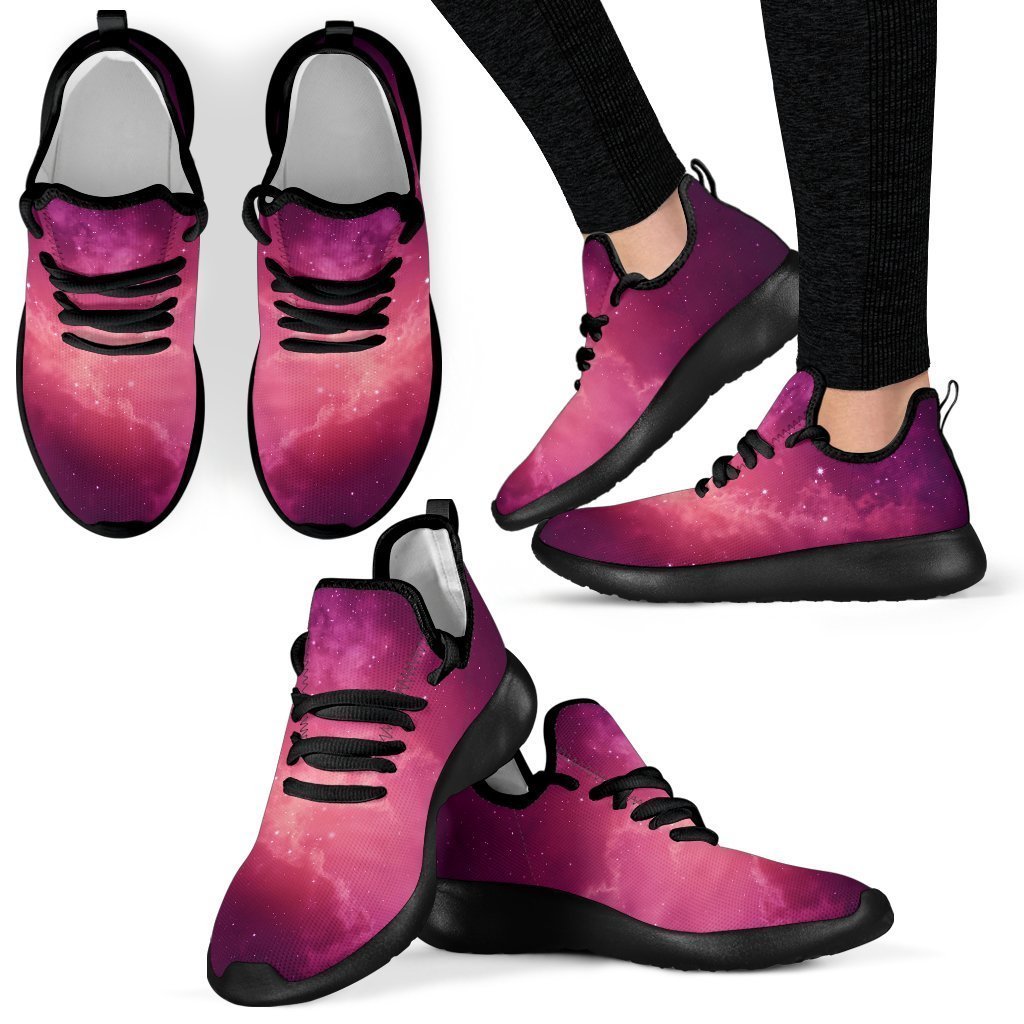 Purple Nebula Cloud Galaxy Space Print Mesh Knit Shoes GearFrost