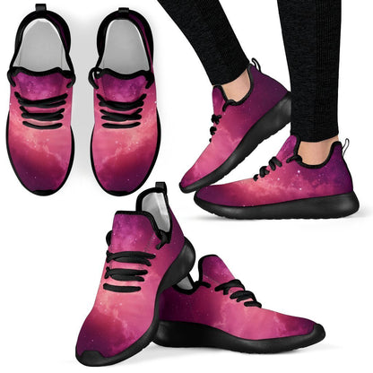 Purple Nebula Cloud Galaxy Space Print Mesh Knit Shoes GearFrost