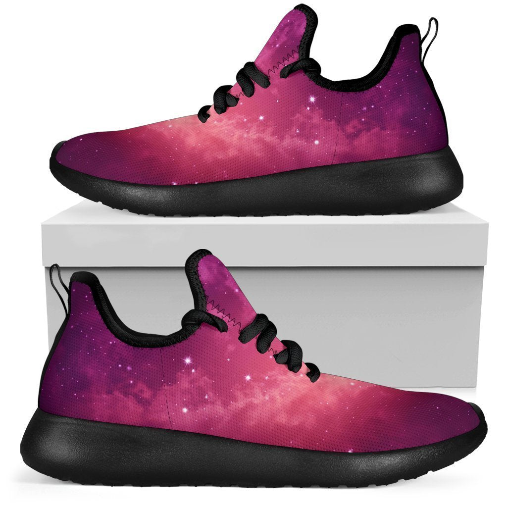 Purple Nebula Cloud Galaxy Space Print Mesh Knit Shoes GearFrost
