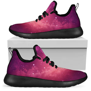 Purple Nebula Cloud Galaxy Space Print Mesh Knit Shoes GearFrost