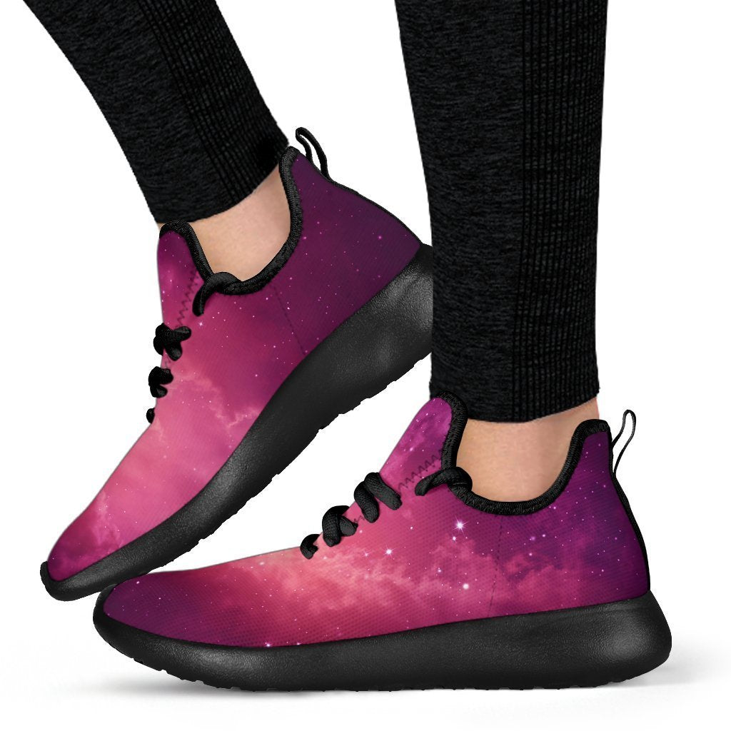 Purple Nebula Cloud Galaxy Space Print Mesh Knit Shoes GearFrost