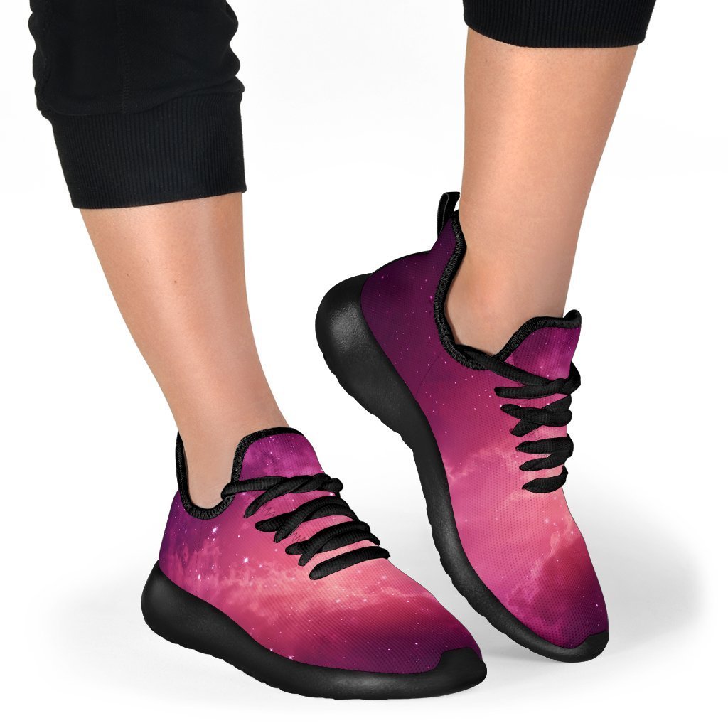 Purple Nebula Cloud Galaxy Space Print Mesh Knit Shoes GearFrost