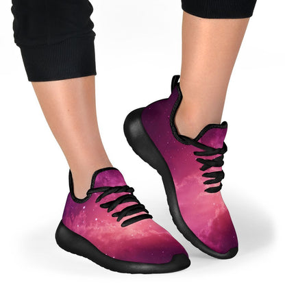 Purple Nebula Cloud Galaxy Space Print Mesh Knit Shoes GearFrost