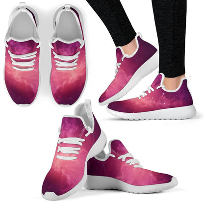 Purple Nebula Cloud Galaxy Space Print Mesh Knit Shoes GearFrost