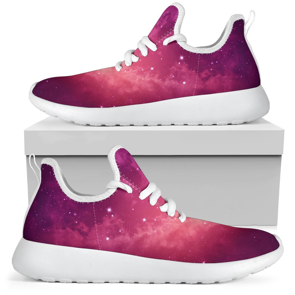 Purple Nebula Cloud Galaxy Space Print Mesh Knit Shoes GearFrost