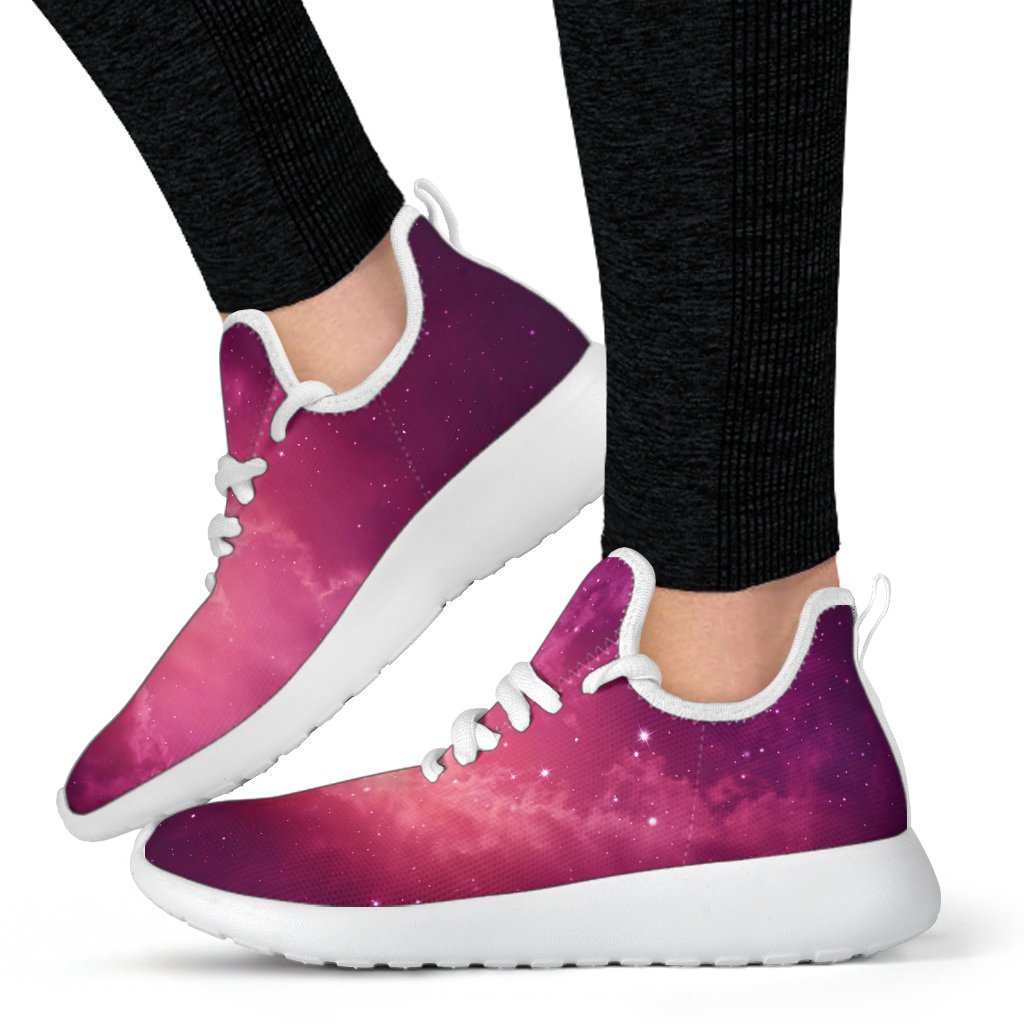 Purple Nebula Cloud Galaxy Space Print Mesh Knit Shoes GearFrost