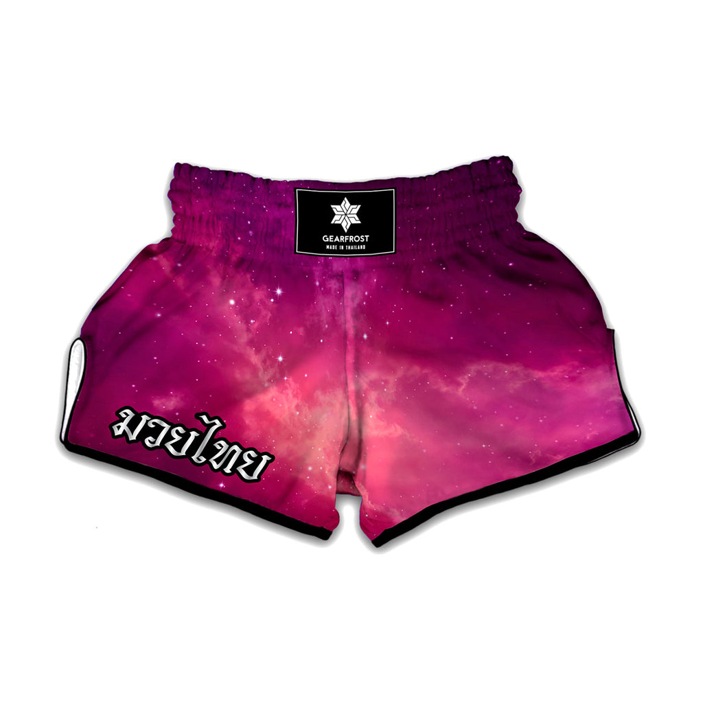 Purple Nebula Cloud Galaxy Space Print Muay Thai Boxing Shorts