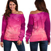 Purple Nebula Cloud Galaxy Space Print Off Shoulder Sweatshirt GearFrost