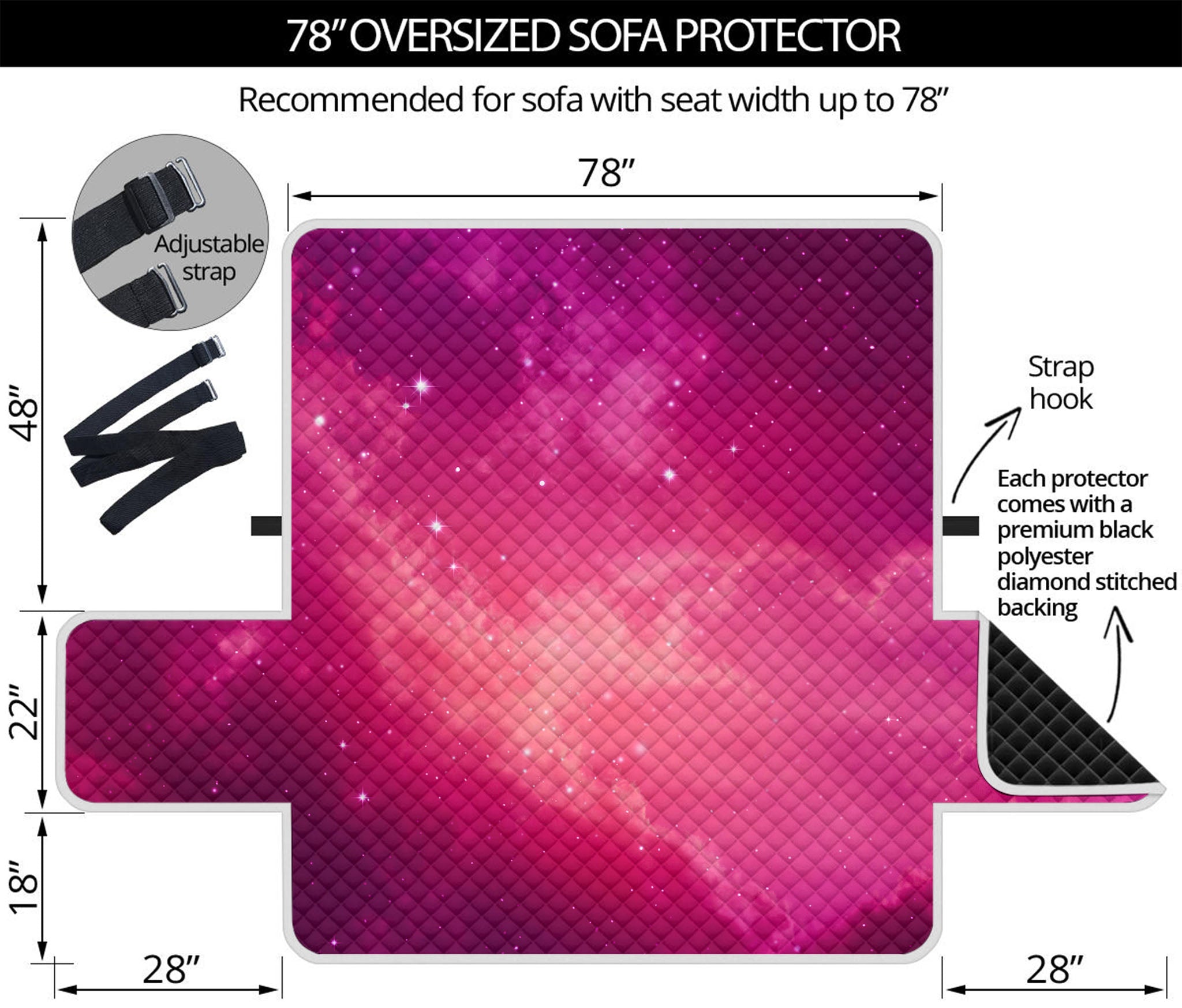 Purple Nebula Cloud Galaxy Space Print Oversized Sofa Protector