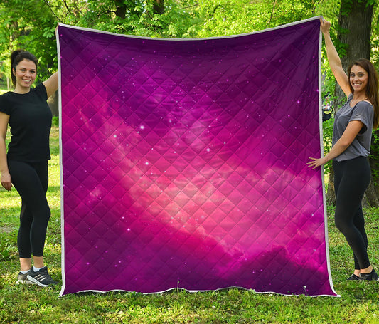 Purple Nebula Cloud Galaxy Space Print Quilt