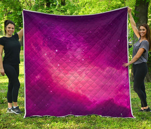 Purple Nebula Cloud Galaxy Space Print Quilt