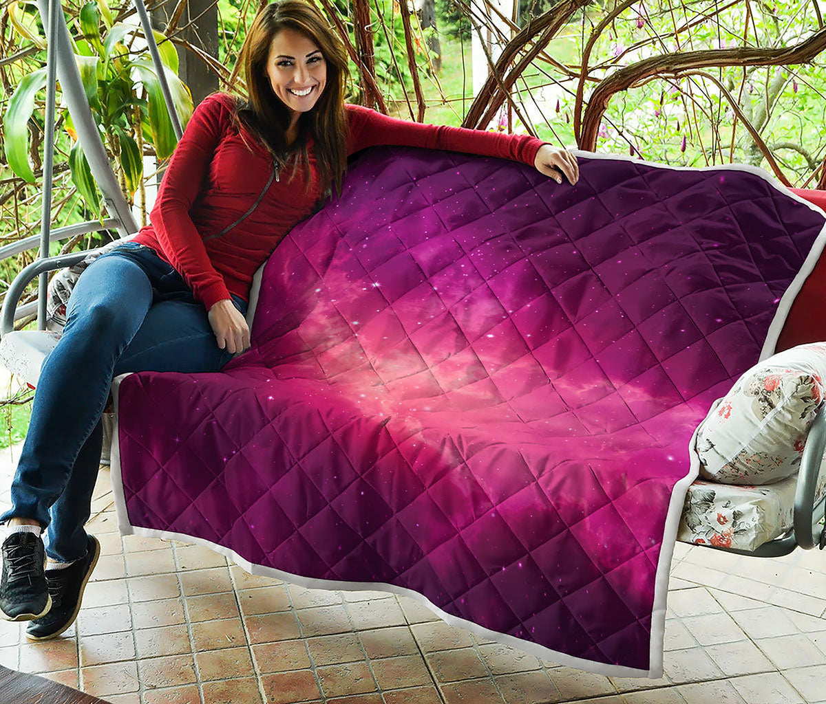 Purple Nebula Cloud Galaxy Space Print Quilt