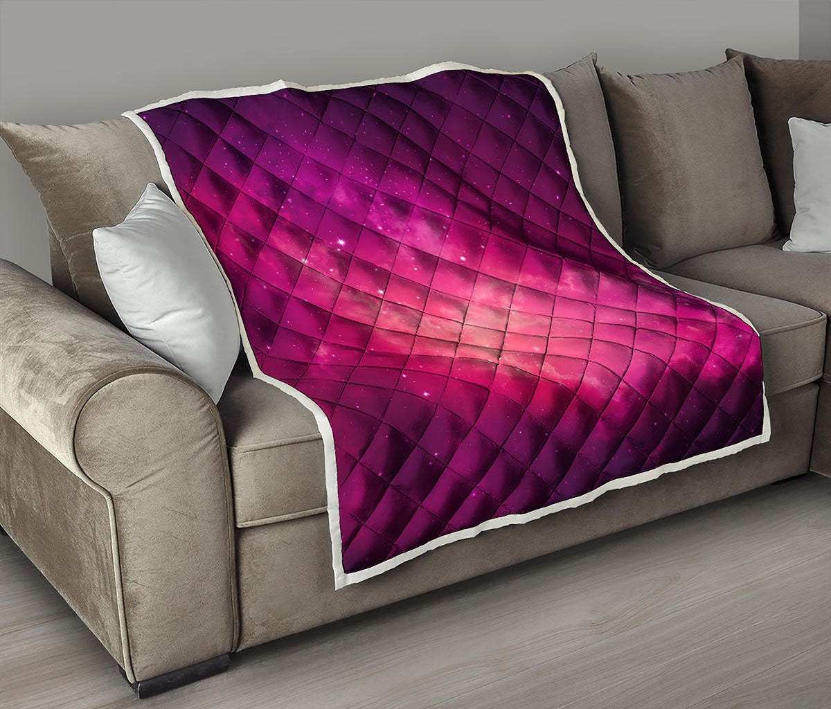 Purple Nebula Cloud Galaxy Space Print Quilt